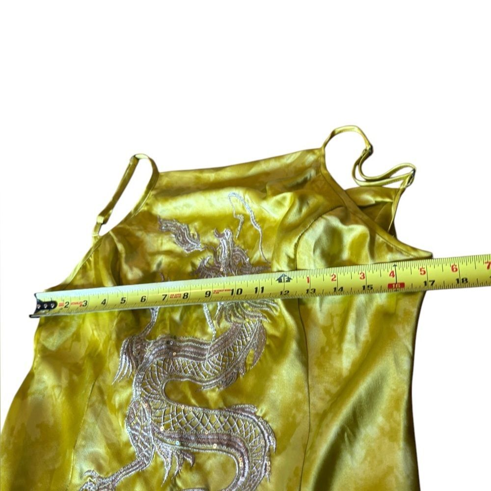 Urban Outfitters Bird Song Satin Mini Dress Dragon Embroidered Sequins 90s Large - Picture 15 of 15
